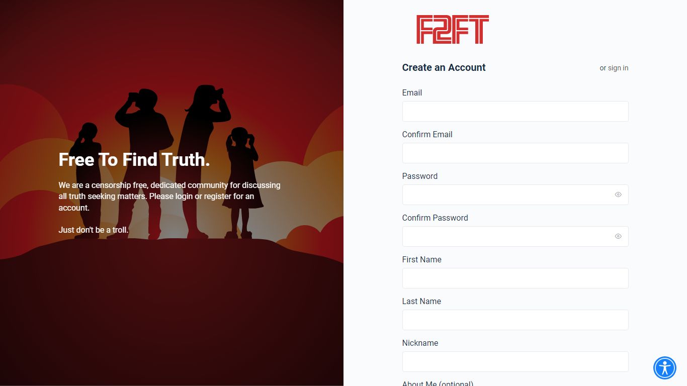 Create an Account – Free To Find Truth